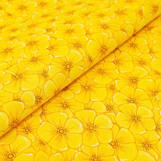 SINGER Packed Yellow Flowers Cotton Fabric
